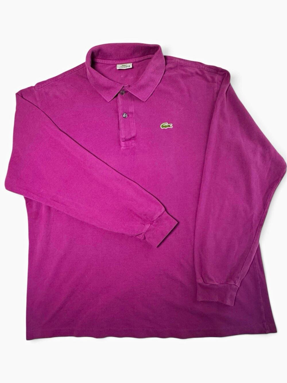 Lacoste Purple Long Sleeve Cotton Knit Polo Mens Size 7 XL Croc Logo
